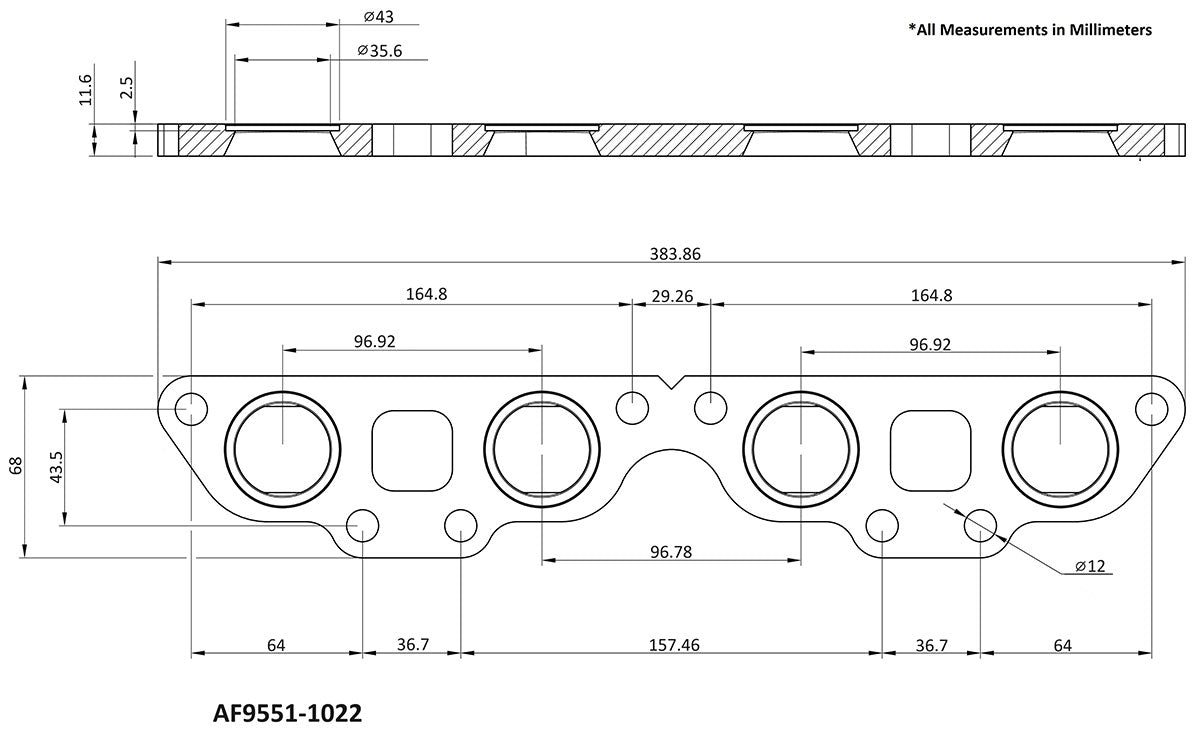 Nissan SR20 Header Flange Only Stainless Steel CNC AF9551-1022SS - Aeroflow
