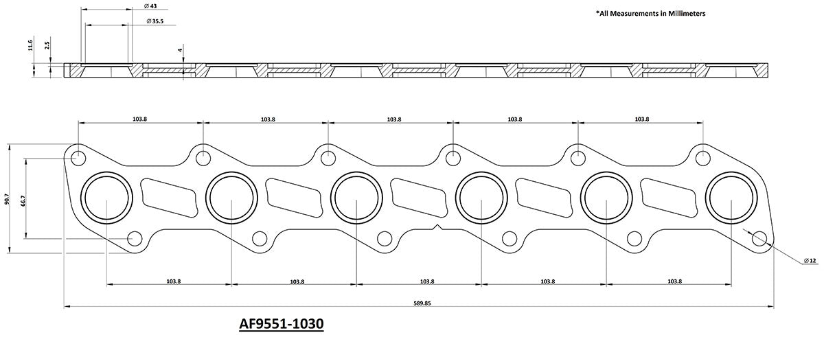 Ford Barra XR6 Header Flange Only BA BF FG Stainless Steel AF9551-1030SS - Aeroflow