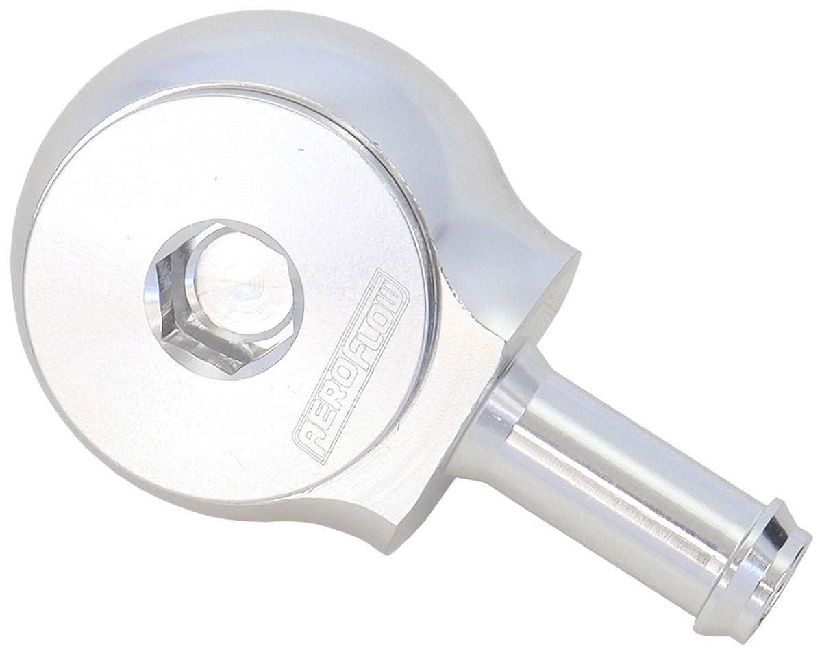 Slimline -8ORB To 3/8" Barb 90 Deg Tight Radius Silver AF959-06-08S - Aeroflow