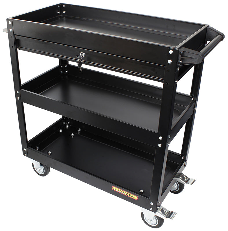 Workshop Trolley 3 Tier With Lockable Drawer. Tool Tray AF98-2032 - Aeroflow