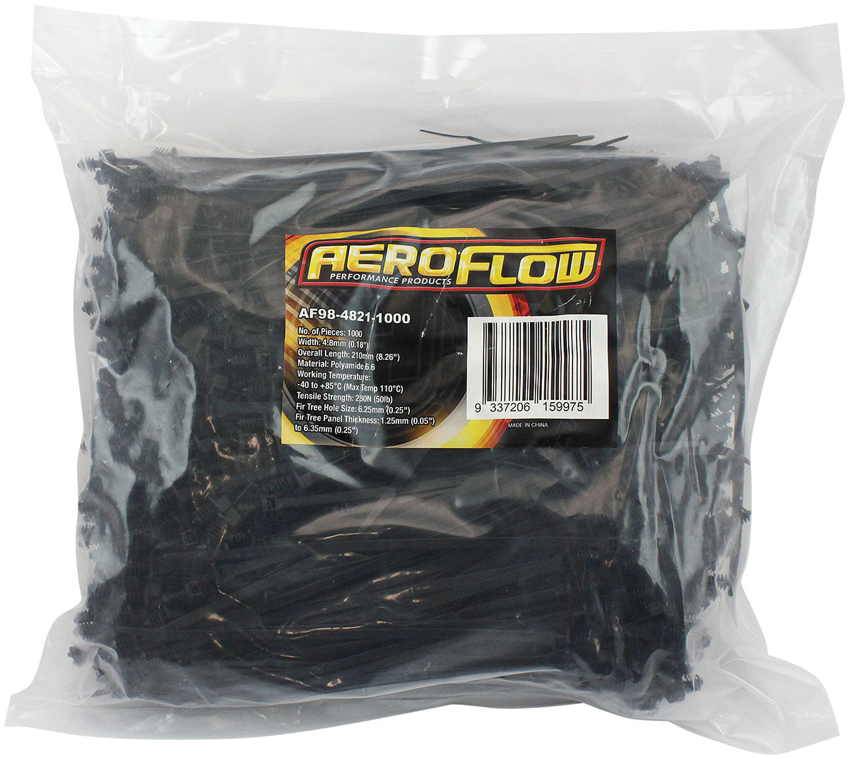 Fir Tree Cable Tie 4.8 x 210mm Fixed 1000 Pack Black Zip Ties AF98-4821-1000 - Aeroflow