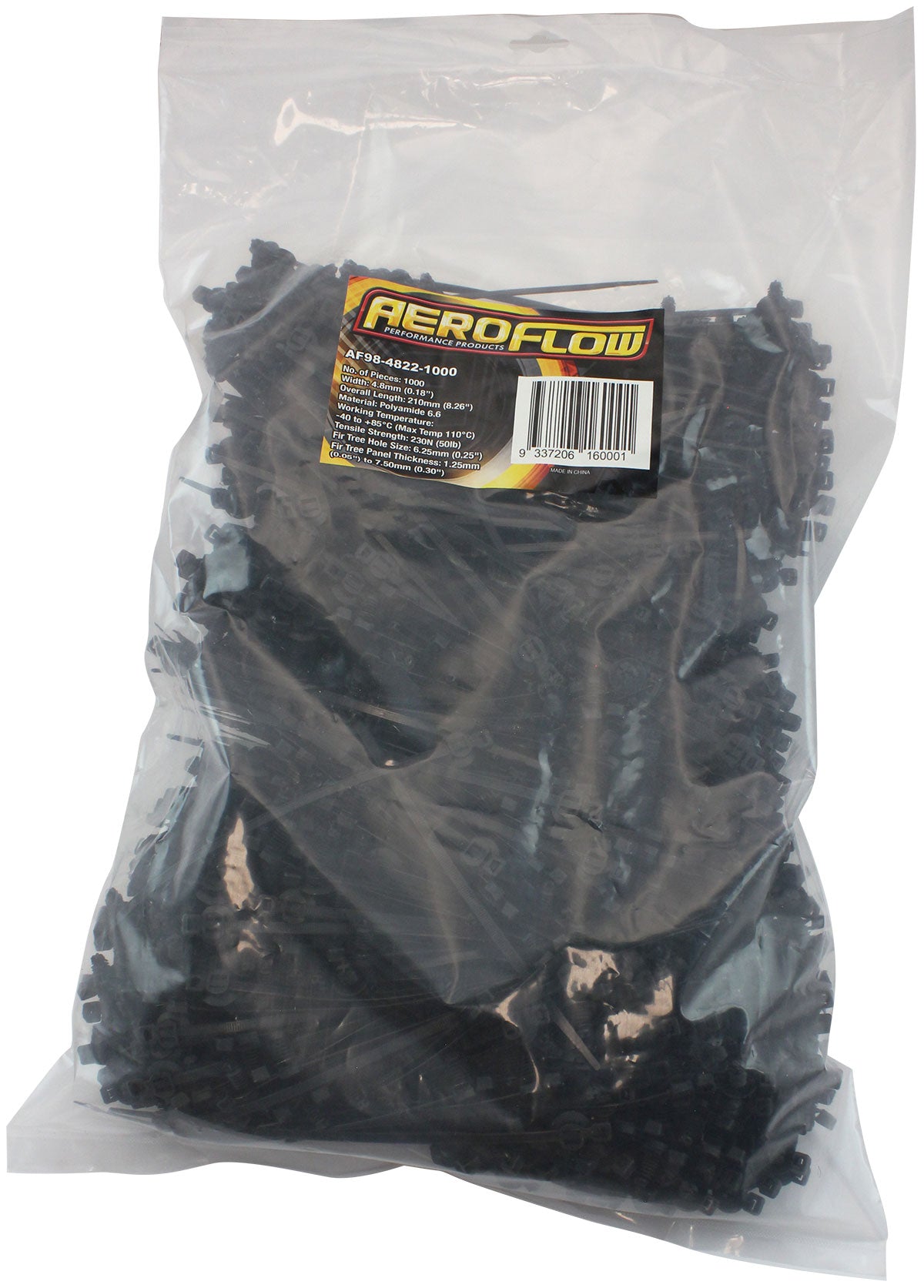 Fir Tree Cable Tie 4.8 x 210mm 2 Piece 1000 Pack Black Zip Ties AF98-4822-1000 - Aeroflow