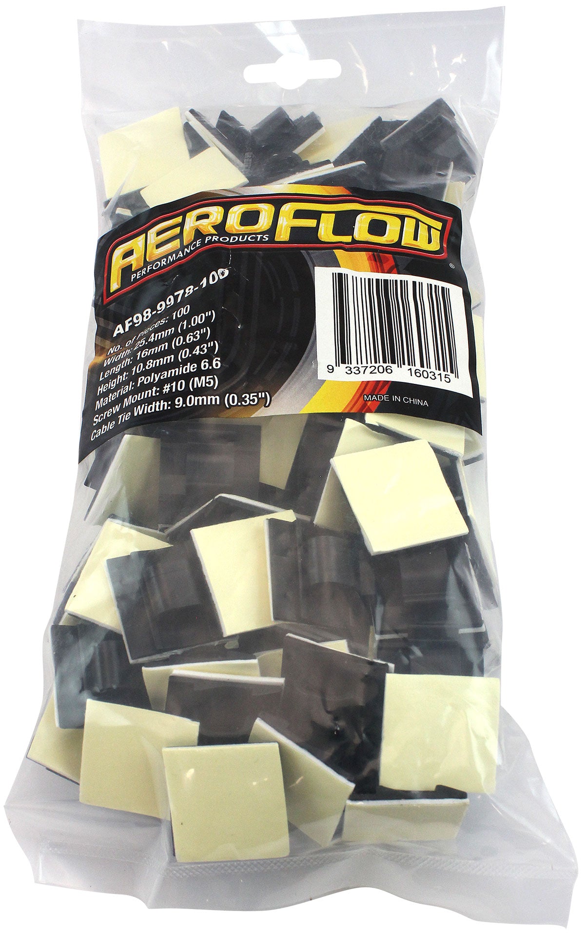 Cable Tie Mount Clamps 8mm Max Bundle PA66 3M Adhesive 100 Pac AF98-9978-100 - Aeroflow