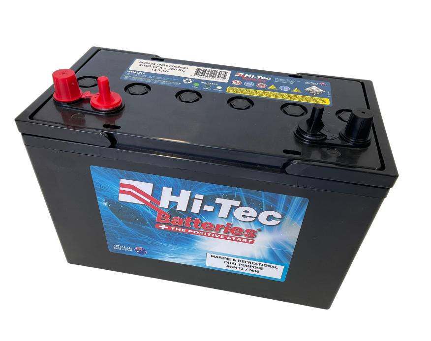 AGM Marine Battery M31 Dual Purpose 12V 115Ah - Hi-Tech Batteries