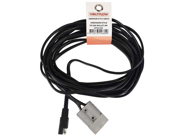 Anderson Style Connector 50AMP To 6 Metre Battery Charger Lead - Voltflow