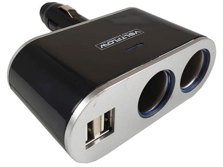 Twin 12V Accessory Socket + Twin Usb 3.1AMP 90 Degree Swivel Plug - Voltflow