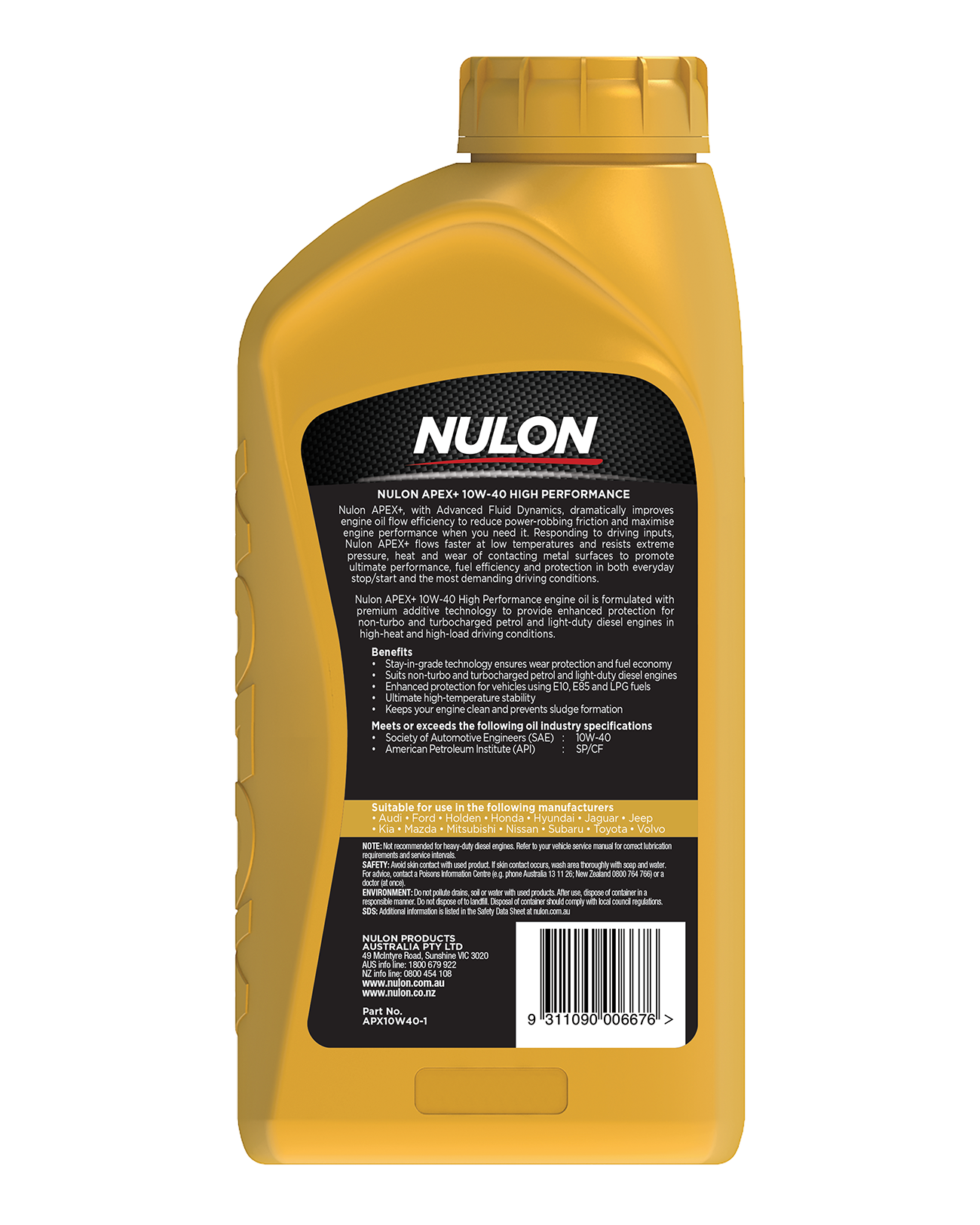 APEX+ 10W-40 High Performance - Nulon