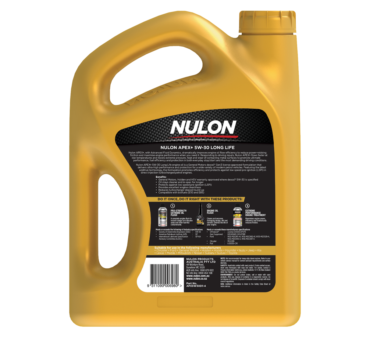 APEX+ Full Synthetic 5W-30 Long Life - Nulon