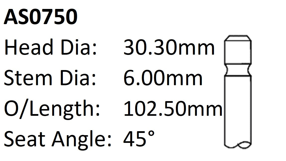 Daewoo A15MF A16DMS Int Valve AS0750 - Austral