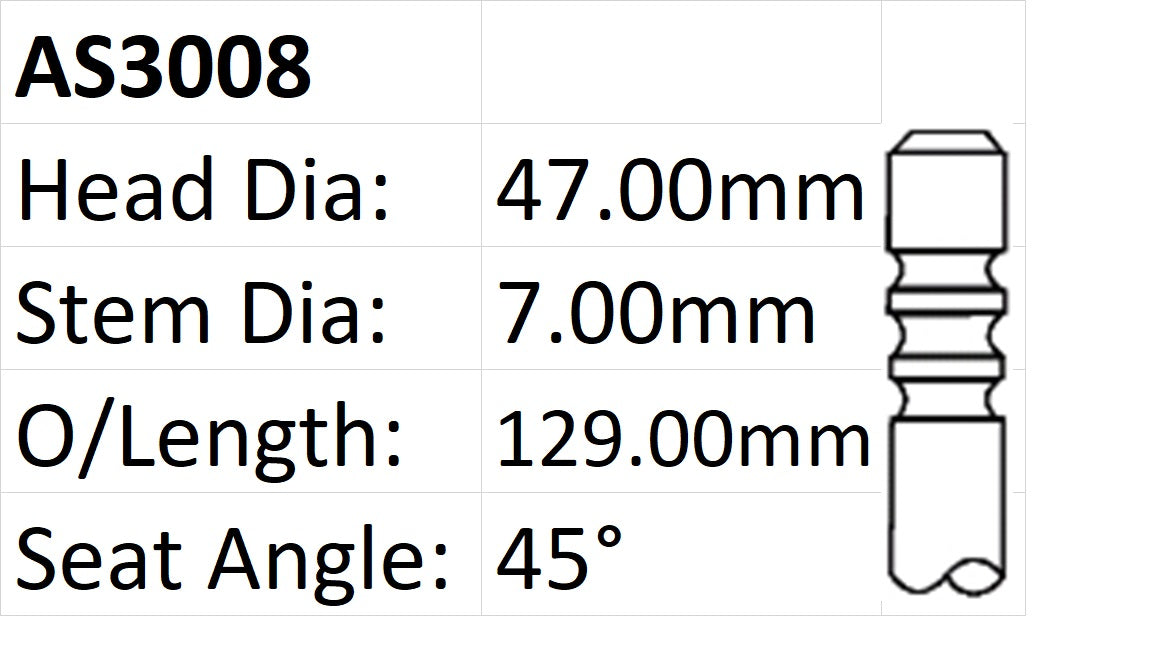 Ford AU EL Int Valve 47mm AS3008 - Austral | Universal Auto Spares