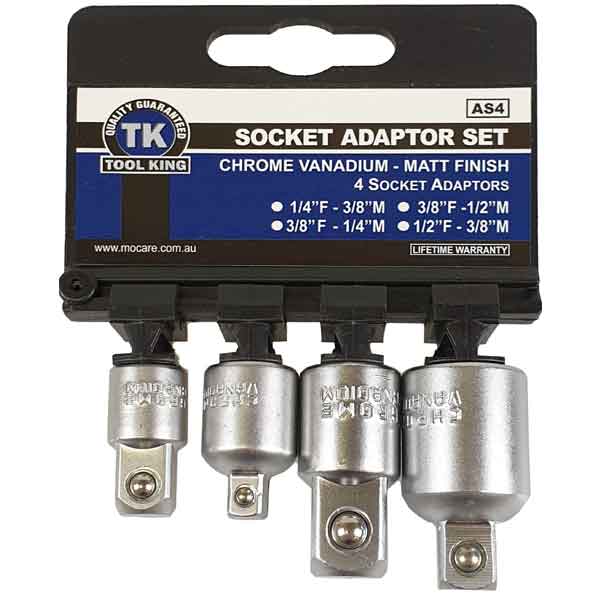 Socket Adaptor Set 4 Piece - Tool King | Universal Auto Spares