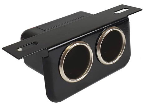12V Accessory Dual Sockets With Under Dash Mounting Bracket - Voltflow