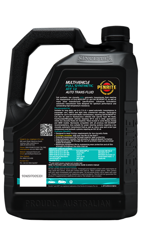 ATF LV (FULL SYN) - Penrite