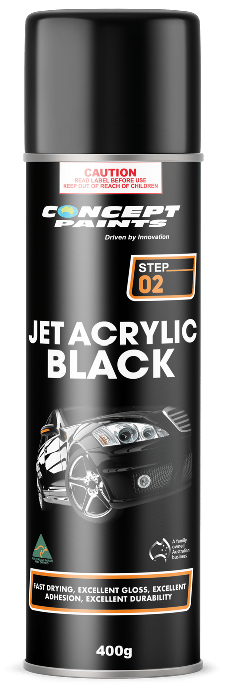 Acrylic Jet Black Aerosol High Gloss & Opacity 400g - Concept Paints | Universal Auto Spares