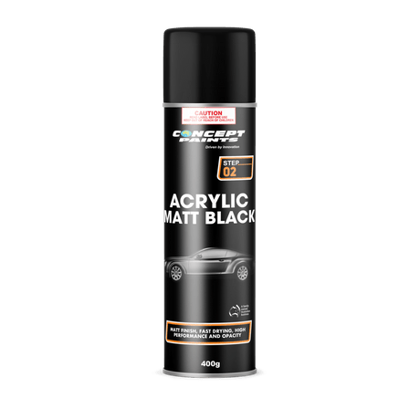 Acrylic Satin Black High Satin Finish Aerosol 400g - Concept Paints