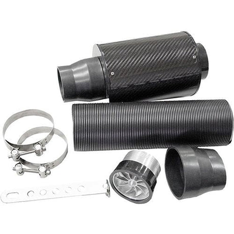 Air Filter Kit Carbon With Flexible Inlet Pipe Turbine Design - JetCo | Universal Auto Spares