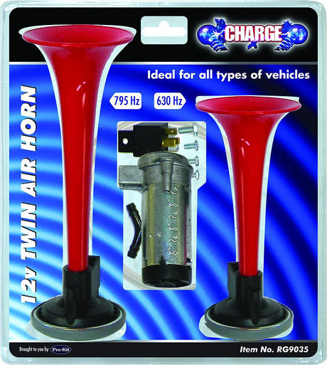 Air Horn Twin 630Hz & 795Hz With Compressor & All Fittings - Charge