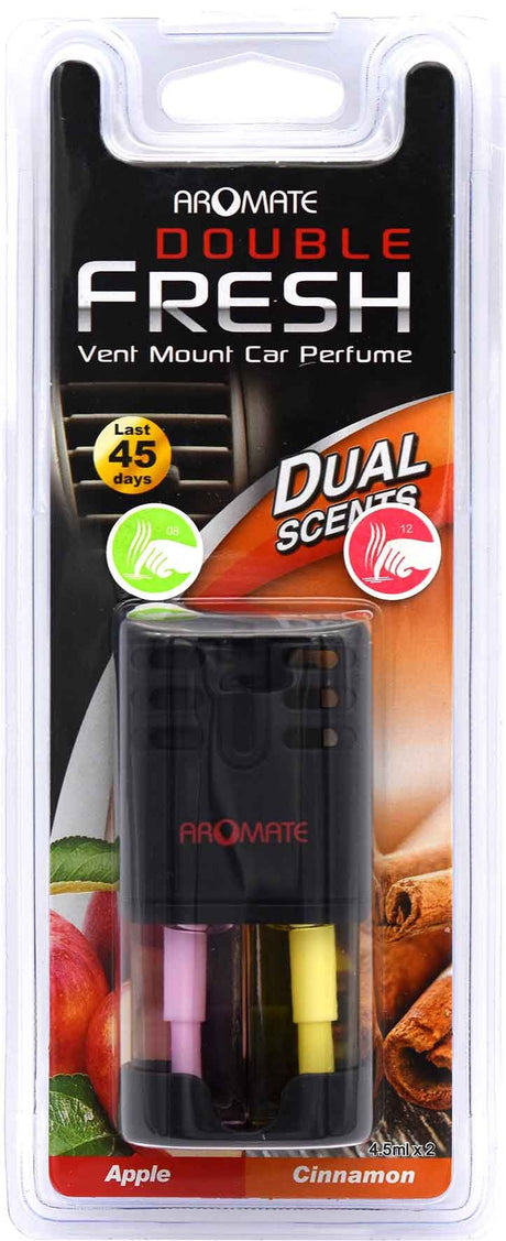 Apple & Cinnamon Double Fresh Dual Scent Vent Bottle Air Freshener - Aromate Air | Universal Auto Spares
