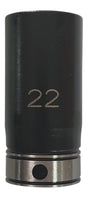 3/8" Drive 6-point 22mm Size Thin-Wall Deep Impact Socket 1114022B - Dual Action