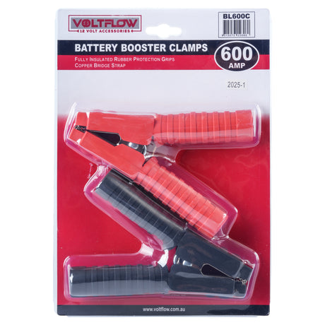 Battery Booster Clamps Pair 400-600AMP Rubber Grips - Voltflow