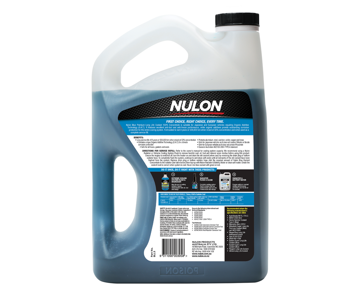 Blue Premium Long Life Coolant 100% Concentrate - Nulon