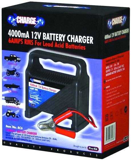 Battery Charger 4000mA (6AMP RMS) - Charge | Universal Auto Spares