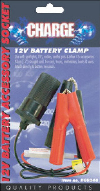Battery Lighter Accessory Socket With Battery Clamps 12/24V - Charge