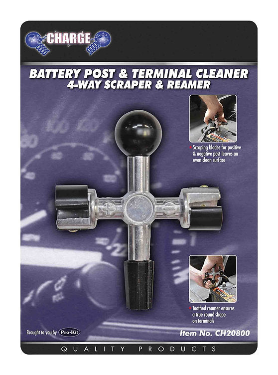 Battery Post & Terminal Cleaner 4-Way Scraper & Reamer - Charge