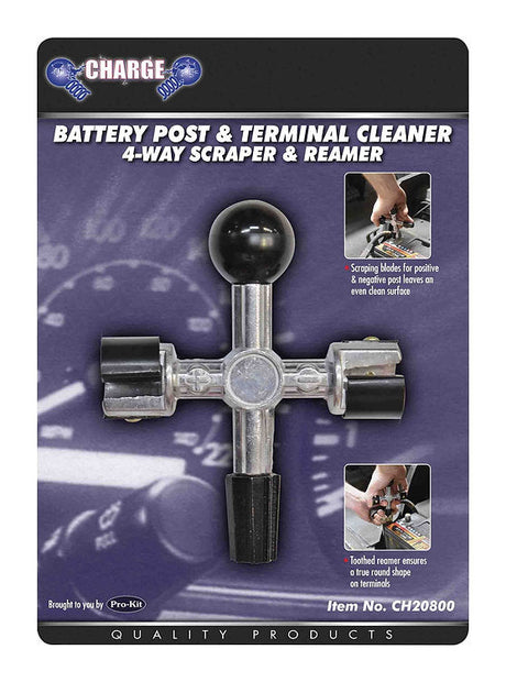 Battery Post & Terminal Cleaner 4-Way Scraper & Reamer - Charge