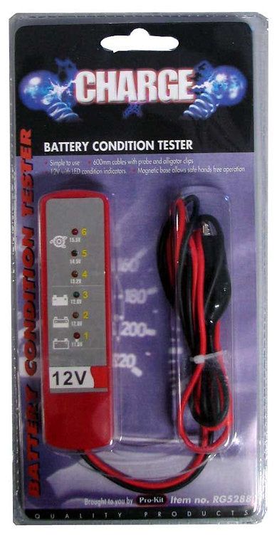 Battery Tester 12V LED Condition Indicators - Charge