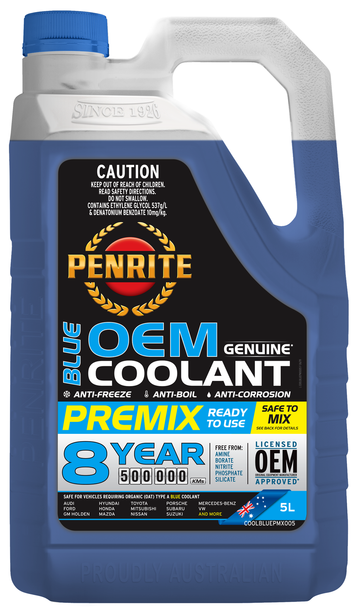 Blue OEM Coolant Premix - Penrite 5L