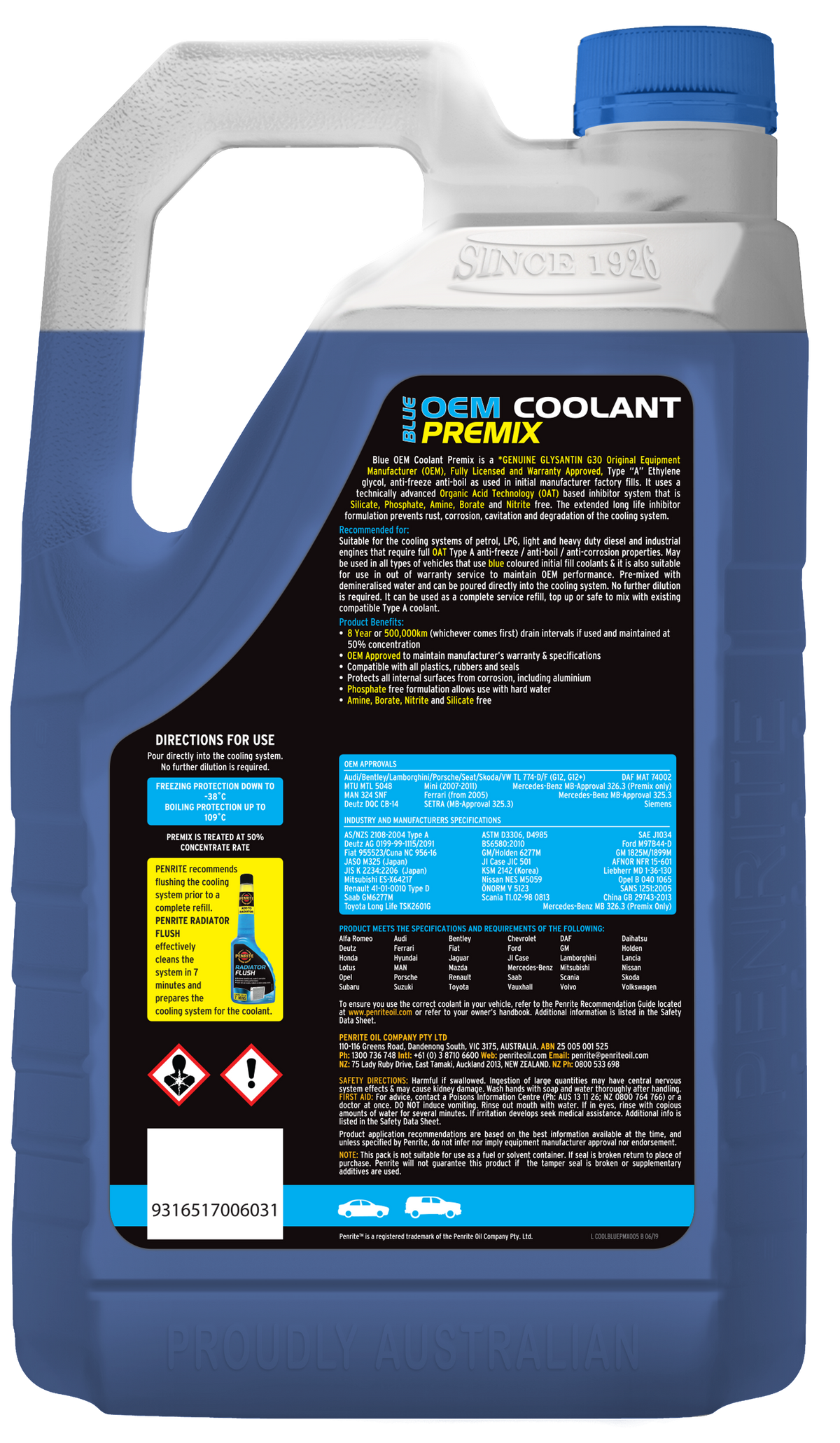 Blue OEM Coolant Premix - Penrite
