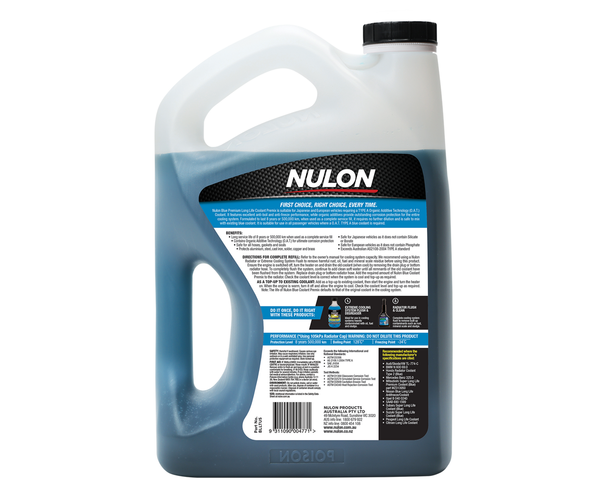 Blue Premium Long Life Coolant Premix - Nulon