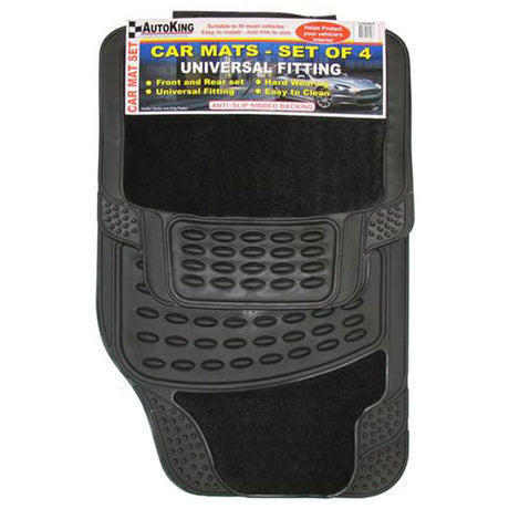 Rubber/Carpet Mat Set 4 Black - AUTOKING | Universal Auto Spares