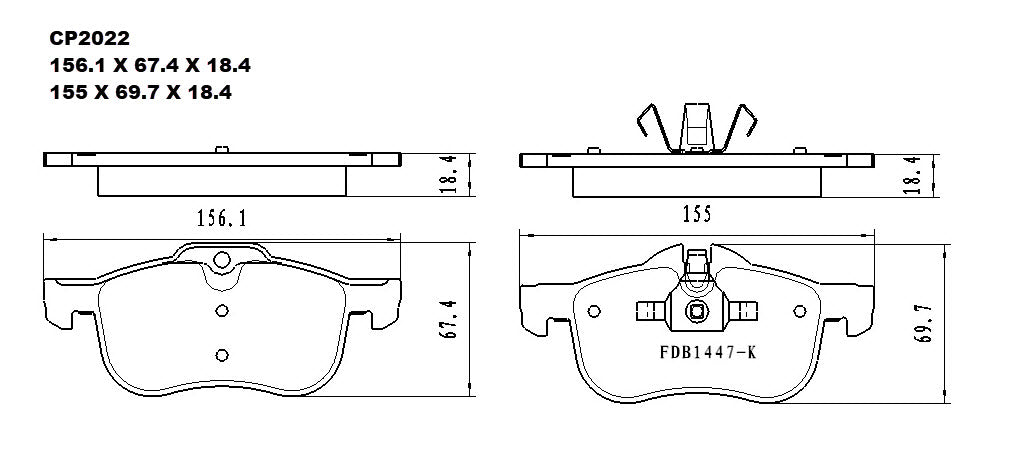 Front Ceramic Brake Pads CP2022 (DB2022) - Premier Performance Auto Parts