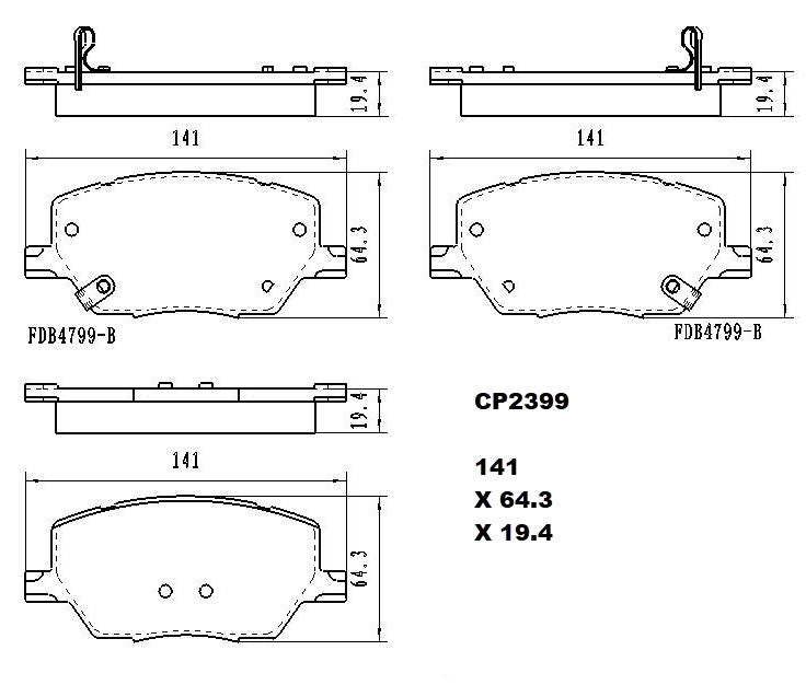 Rear Ceramic Brake Pads CP2399 - Premier Performance Auto Parts