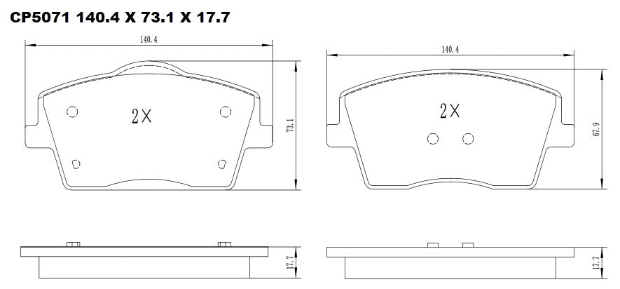 Ceramic Brake Pads CP5071 - Premier Performance Auto Parts | Universal Auto Spares