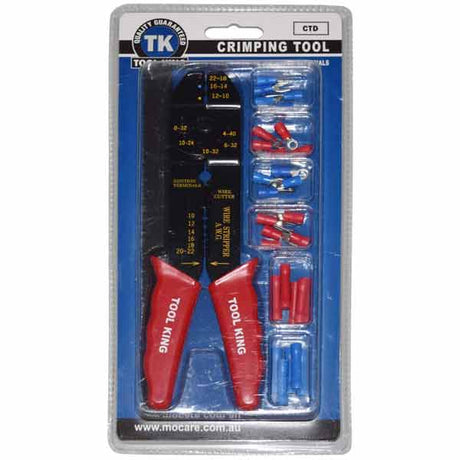 Crimping Tool With 25 Assorted Insulated Terminals - Tool King | Universal Auto Spares