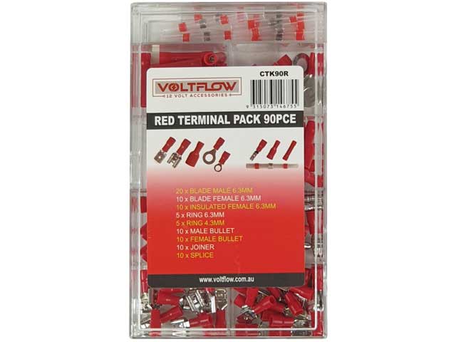 Terminal Pack With 90 Piece Assortment - Voltflow Red