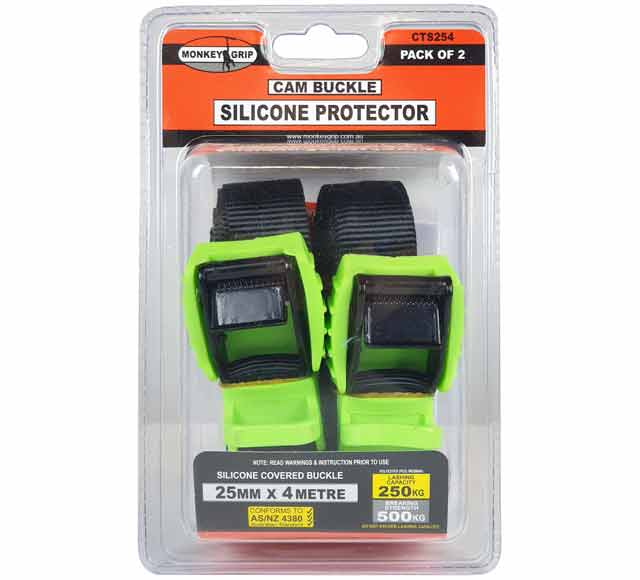 2 Piece Cam Buckle Strap with Silicone Protector 25mm x 4m 250kg - Monkey Grip