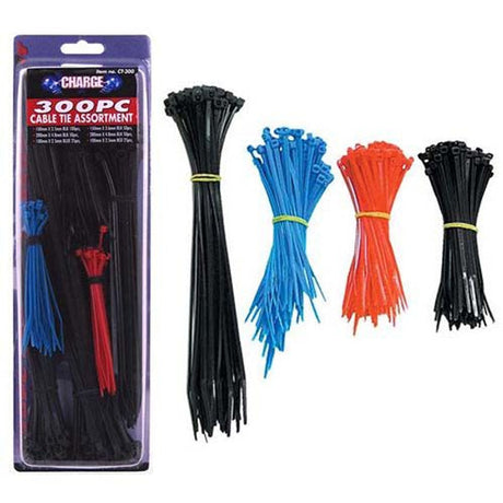 Cable Ties - 300 Piece Mixed Sizes & Colours | Universal Auto Spares