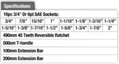 20 Pieces 6 Point Impact Socket Set - PKTool