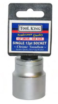 Socket 1/2" DR x 5/8" 12-PT STD CR-V Drive Chrome Metric & SAE - Tool King