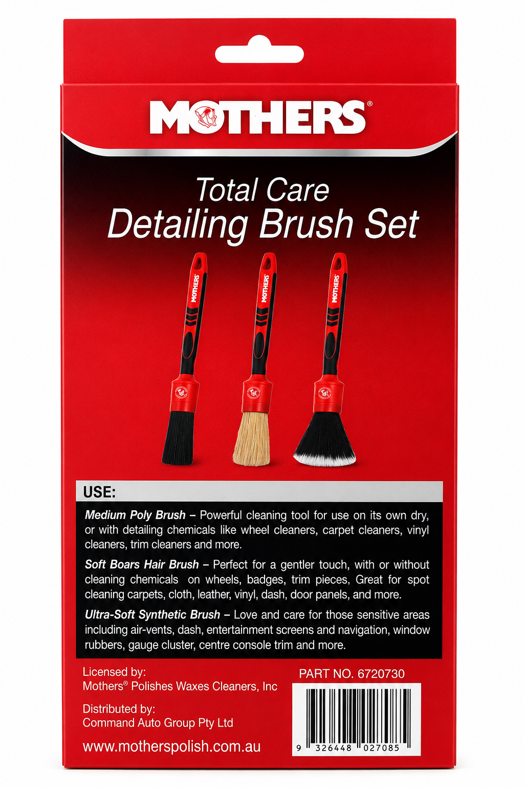 Total Care Detailing Brush Set 3pcs - Mothers | Universal Auto Spares