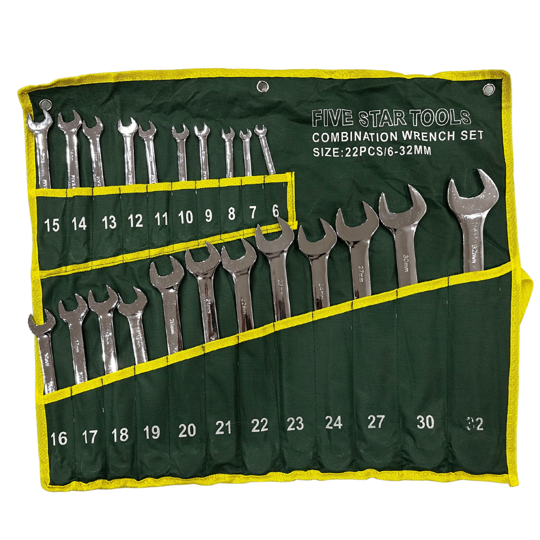 22 Pieces Combination Wrench Set 6-32mm - Five Star Tools