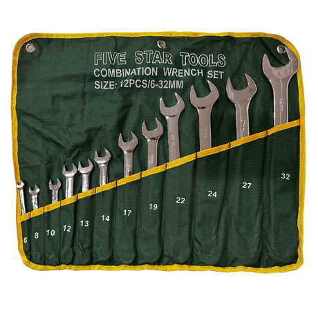 12 Pieces Combination Wrench Set 6-32mm - Five Star Tools