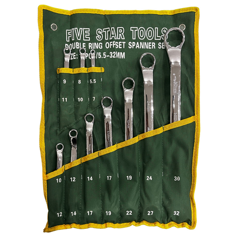 10 Piece Double Ring Offset Spanner Set 5.5-32mm - Five Star Tools