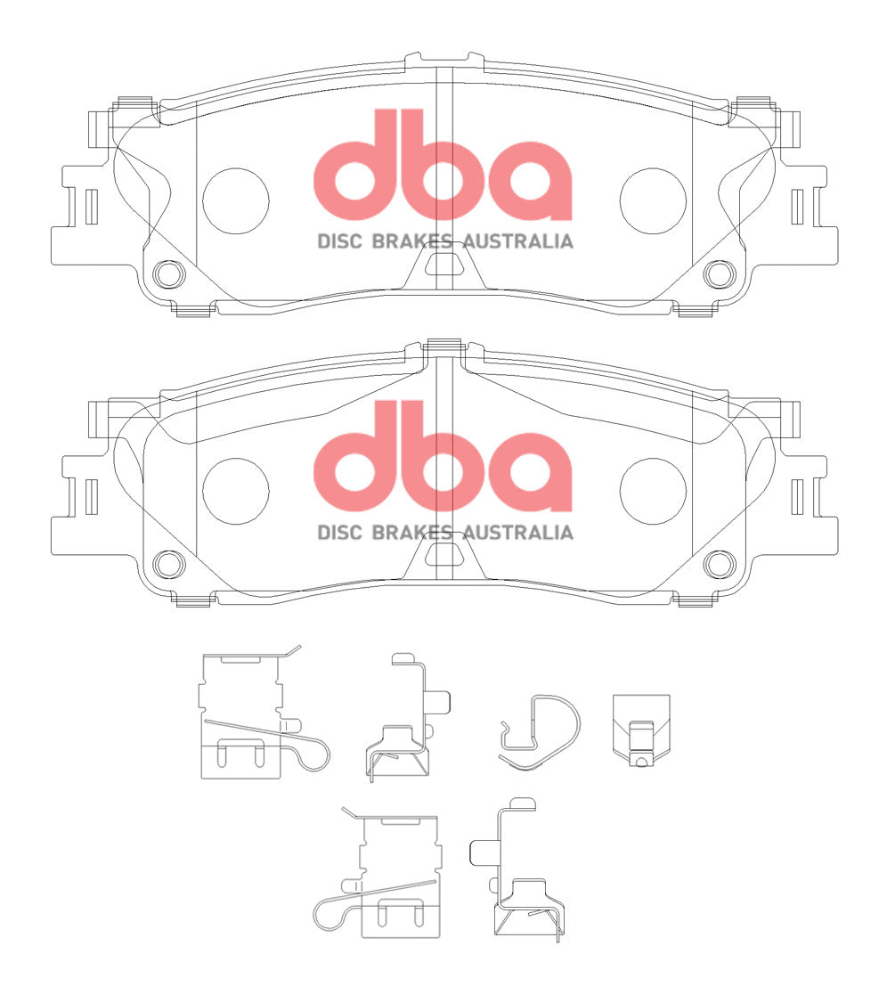 Sp Street Performance Brake Pads Toyota Landcruiser 300 Series 2022 -> Rear With Shims Clips And Abutment Clips DB15078SP - DBA
