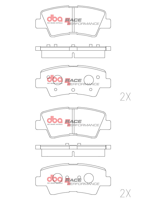 Race Brake Pads Hyundai/Kia RIO/I20N/I30/I40/2005-> Kona N Line/Prem 2020-21 Rear DB2076RP - DBA