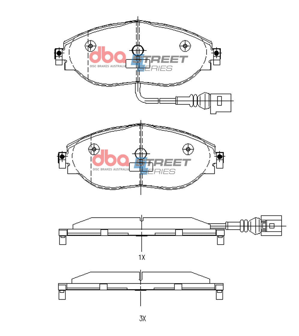 Ss Street Series Brake Pads Golf Vii Skoda Right Side MY16 Front(suits Wear Sensor DBAWS1120 ) DB8849SS - DBA